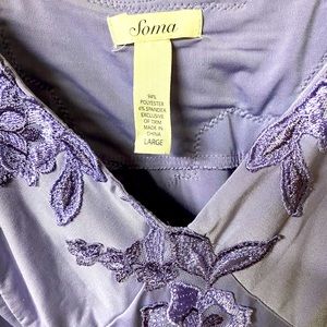 Soma Large Light Lilac Purple Long Stretch Lace Nightgown Lingerie Pajama